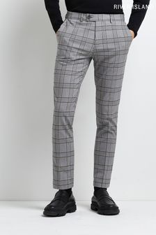 River Island Grey Garnet Check SuperSk Trousers (C68696) | ₪ 168