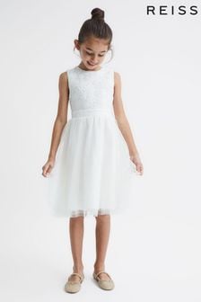 Reiss Ivory Kit Senior Lace Tulle Occasion Dress (C68706) | AED641