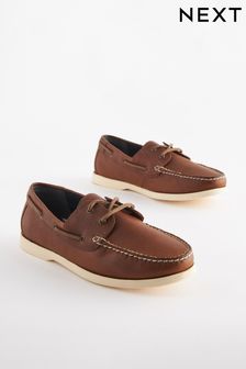 Brown Leather Boat Shoes (C68804) | $76