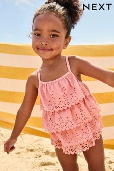 Pink Broderie Ruffle Swimsuit (3mths-7yrs) (C68966) | €24 - €27