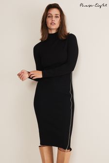 Phase Eight Black Milla Maxi Longline Zip Knit Dress (C69032) | €72