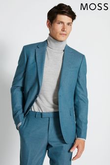 MOSS Teal Blue Slim Fit Flannel Suit Jacket (C69071) | kr2 730