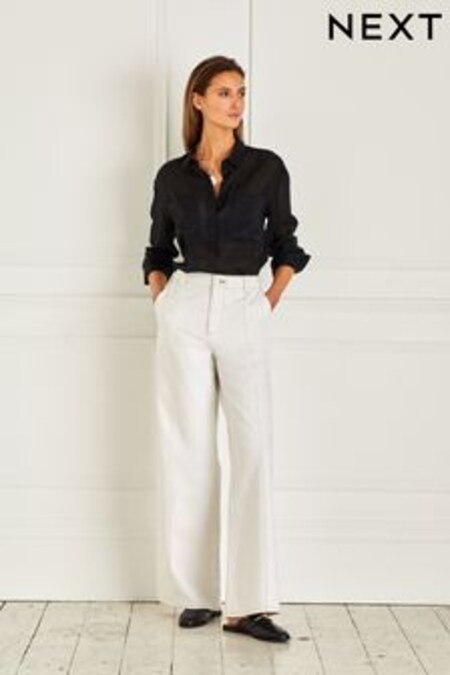 Ecru White Tailored Wide Leg Jeans (C69190) | KRW67,200