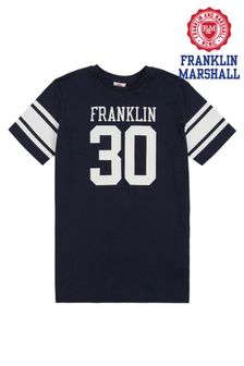Modra športna majica s kratkimi rokavi Franklin & Marshall Vintage (C69211) | €10 - €13