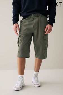 Khaki Green Cotton Nylon Cargo Shorts (C69259) | MYR 165