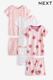  (C69358) | HK$192 - HK$288 粉色星星圖案 - 短睡衣3件組 (9個月至16歲)