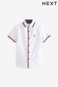 White/Red Short Sleeve Colourblock Shirt (3-16yrs) (C69605) | €9 - €11