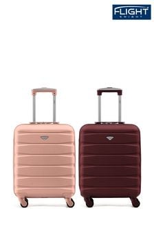 Rose Auriu + Bordo - Flight Knight Ryanair Priority 4 Wheel Abs Hard Case Cabin Carry On Suitcase 55x40x20cm  Set Of 2 (C69643) | 537 LEI