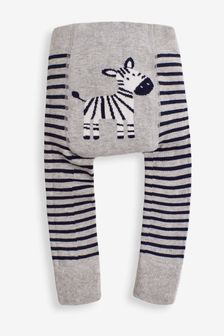 JoJo Maman Bébé Grey Zebra Stripe Knitted Leggings (C69739) | $20