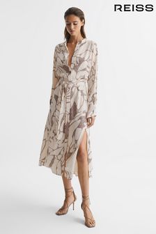 Reiss Cream Darcy Print Leopard-Print Dress (C69809) | €360