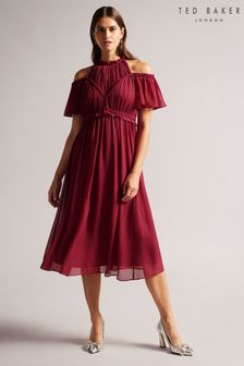 Ted Baker Deep-Red Paigei Rope Detail Midi Dress (C70004) | 336 €
