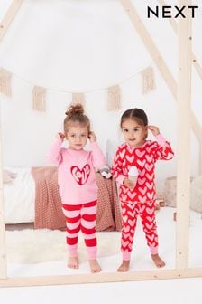 Rot/Pink Herzdesign - Pyjamas im 2-Pack (9 Monate bis 12 Jahre) (C70032) | 27 € - 36 €