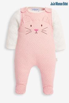 JoJo Maman Bébé Pink Mouse Dungaree Set 2 Piece (C70234) | €15.50