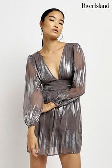 River Island Silver Tie Back Swing Mini Dress (C70303) | €84