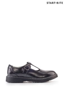 Start Rite Envisage Black Leather Chunky T Bar School Shoes (C70304) | $99