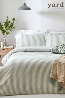 The Linen Yard Green Hebden Striped Duvet Cover and Pillowcase Set (C70359) | €32 - €60