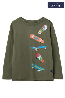 Joules Finlay Langärmeliges Shirt mit Siebdruck, Grün (C70382) | CHF 24 - CHF 27