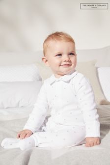 The White Company White Collared Velour Star Sleepsuit (C70455) | $46