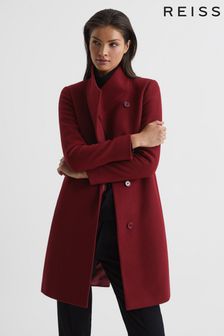 Reiss Red Mia Wool-Blend Mid Length Coat (C70662) | €410