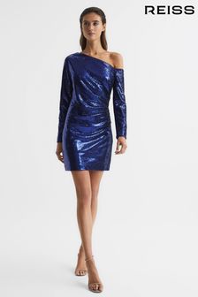 Reiss Blue Tamara Sequined Mini Dress (C70697) | kr3 440