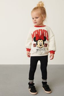  (C70848) | €33 - €39 Minnie - Rosso stile college - Completo felpa e leggings con personaggio (3 mesi - 7 anni)