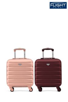 Oro rosa + Burdeos - Juego de 2 maletas rígidas de cabina con 4 ruedas de 45x36x20cm para colocar bajo el asiento de Easyjet de Flight Knight (C70922) | 127 €