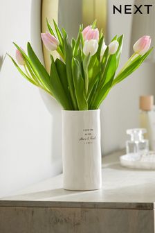 White Quote Sentimental Ceramic Flower Vase (C70949) | $21