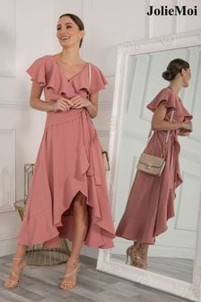 Jolie Moi Pink Vella Frill Wrap Maxi Dress (C70991) | ₪ 368