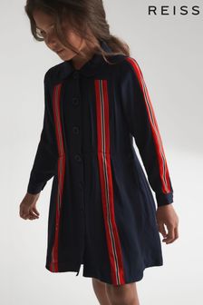Reiss Navy Abby Junior Long Sleeve Button Front Dress (C71129) | €85