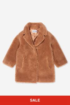 Girls Faux Fur Camille Cocoon Mini Coat in Cream (C71228) | 985 QAR