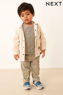Светло-бежевый кремовый - Комплект из вельветовой куртки, брюк и футболки (3 мес.-9 лет) (C71287) | €37 - €48