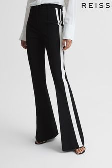 Reiss Black Amie Regular Flared Side Stripe Trousers (C71348) | €220