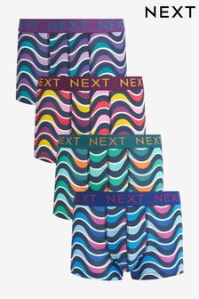 Navy Wave Print 4 pack Hipsters (C71365) | $42