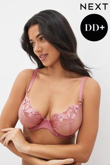 Pink DD+ Non Pad Plunge Floral Embroidered Bra (C71372) | 76 zł