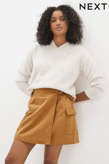 Brown Wrap Over Utility Mini Skirt (C71377) | €17