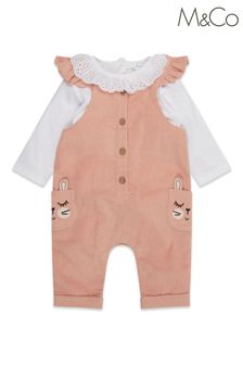 M&Co Pink Cord Bunny Pocket Dungarees (C71389) | CA$54