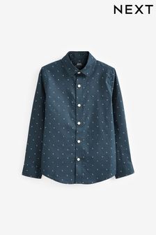 Navy Blue Printed Oxford Shirt (3-16yrs) (C71411) | €14 - €18