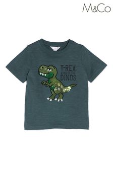 M&Co Green T-Rex Dino Sequin T-Shirt (C71474) | 11 € - 13 €