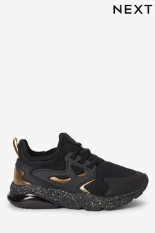 Black/Gold Elastic Lace Trainers (C71604) | 14,050 Ft - 18,210 Ft