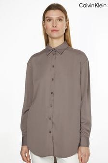 Рубашка свободного кроя из переработанных Коричневый Calvin Klein (C71680) | €81