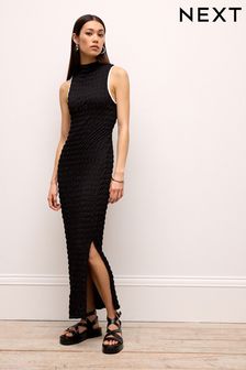 Black Textured Tipped Midi Dress (C71706) | 56 €