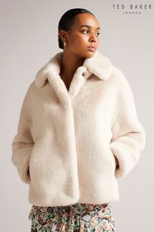 Ted Baker Cream Liliam Faux Fur Hip Length Coat (C71733) | 336 €