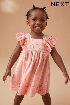 Розовый - Хлопковое платье с вышивкой ришелье (3 мес.-8 лет) (C71758) | €34 - €42