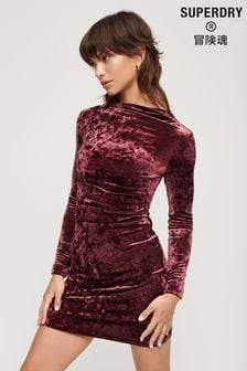 Superdry Pink Velvet Long Sleeve Mini Dress (C71766) | €43