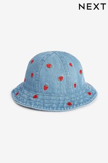 Denim Strawberry Embroidered Bucket Hat (3mths-13yrs) (C71916) | €12 - €16