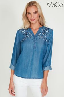 M&Co Blue Denim Embroidery Blouse (C71994) | 46 €