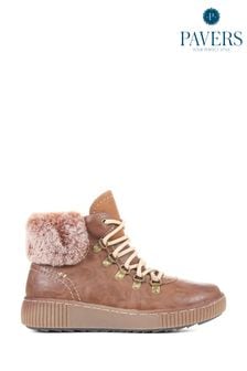 Pavers Brown Lace Up Hiker Boots (C71995) | kr584