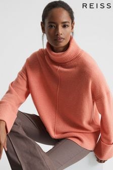 Reiss Pink Sarah Wool-Cashmere Roll Neck Jumper (C72089) | AED1,138