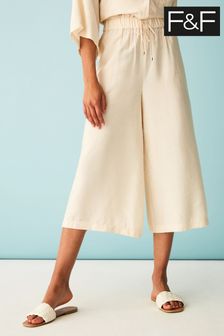 F&F Cream Textured Satin Culotte Trousers (C72136) | €17.50