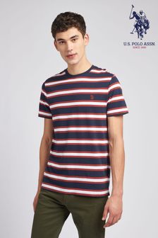 U.S. Polo Assn. Mens Navy Blazer Vintage All Over Stripe T-Shirt (C72293) | €48